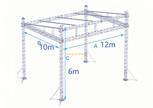 铝制便携式桁架平屋顶结构价格12x10x6m