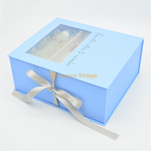 豪华纸盒蓝色有机护肤套装纸板包装盒带透明窗