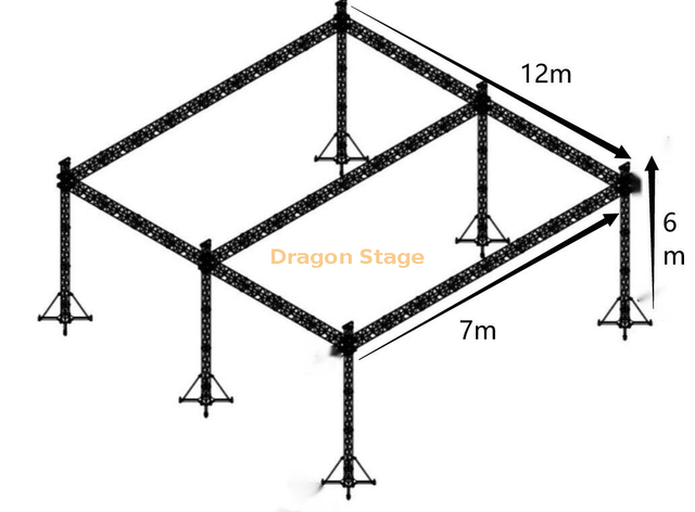 舞台照明桁架铝事件舞台室外地面支撑桁架6支柱12x7x6m