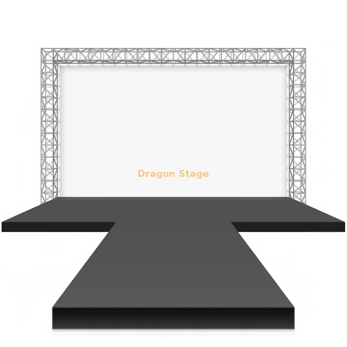 9.76x9.76m 快速舞台系统，配有 400x400mm 套管桁架龙门架，适用于活动结构