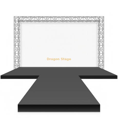 9.76x9.76m 快速舞台系统，配有 400x400mm 套管桁架龙门架，适用于活动结构