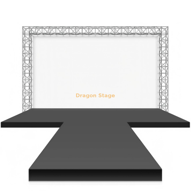 9.76x9.76m 快速舞台系统，配有 400x400mm 套管桁架龙门架，适用于活动结构