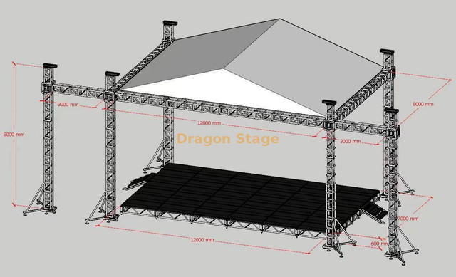 博物馆展览的移动现场音乐舞台12x8x8m