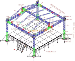 适用于音乐会和活动的定制户外坡屋顶桁架结构 8x7x5m