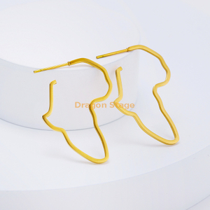 批发声明箍夸张定制不锈钢女士双刚果 11 厘米女孩非洲金非洲地图耳环
