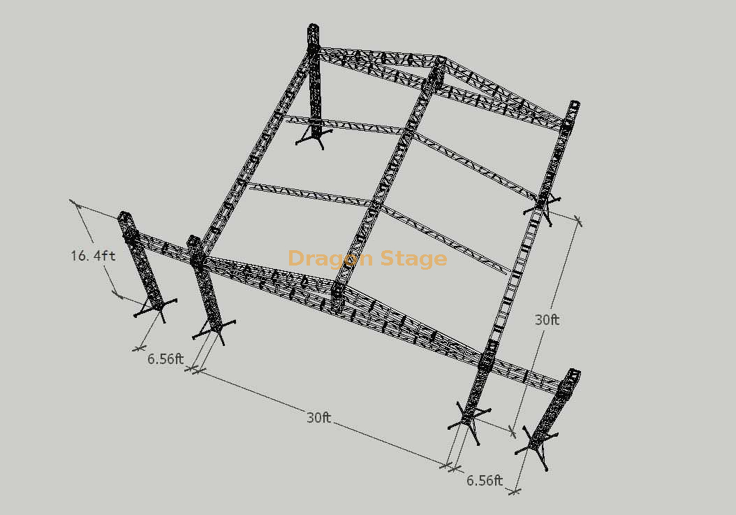 户外铝制便携式小型照明桁架 30x30x16.4 英尺 2 个翼 6.56 英尺