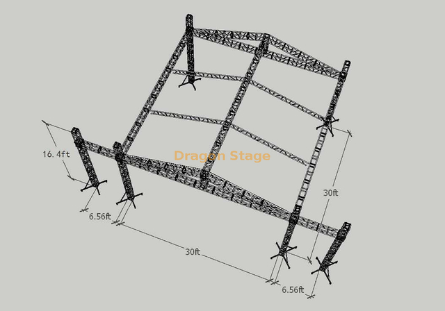 户外铝制便携式小型照明桁架 30x30x16.4 英尺 2 个翼 6.56 英尺