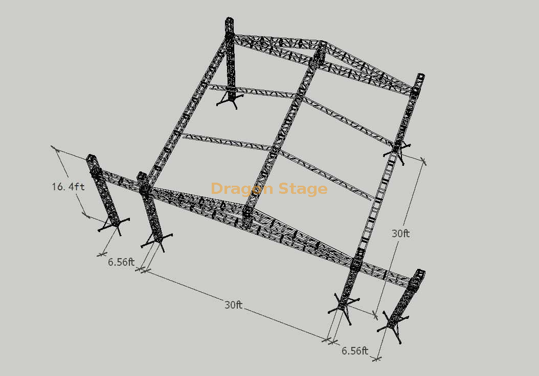 户外铝制便携式小型照明桁架 30x30x16.4 英尺 2 个翼 6.56 英尺