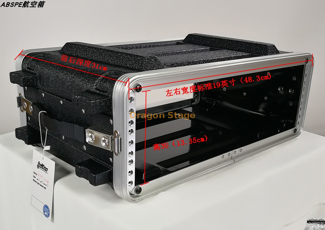 黑色 ABS 3U310 航空箱扬声器接收器 19 英寸音频高冲击 Abs 外壳