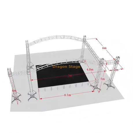 7x6x5m 铝制弧形屋顶舞台桁架系统，带 2m 扬声器翼