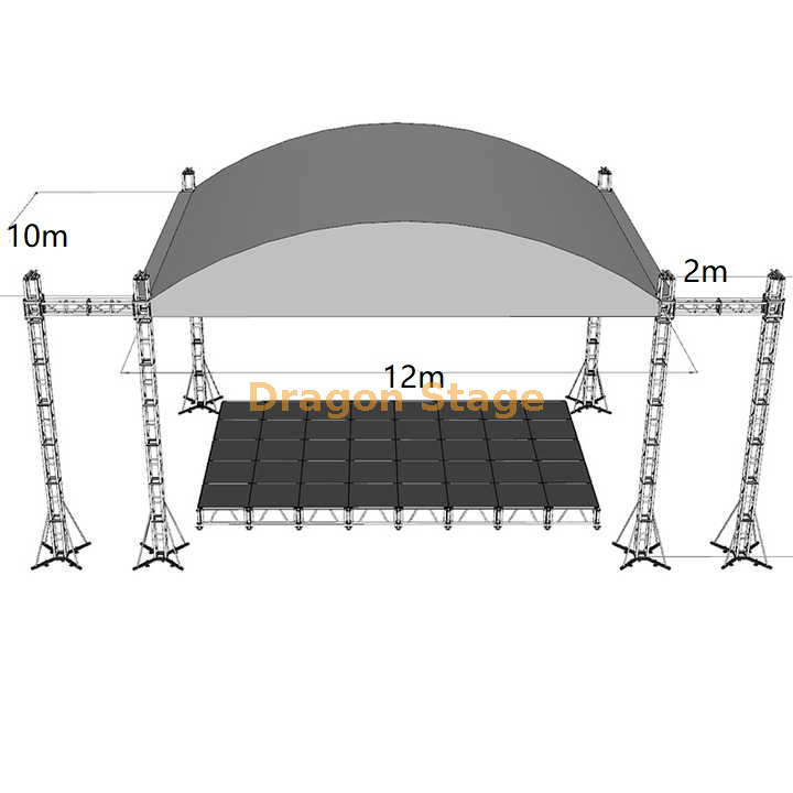户外活动的所有天气弯曲的屋顶桁架12x10x6m