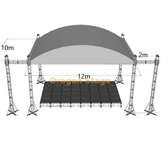 户外活动的所有天气弯曲的屋顶桁架12x10x6m