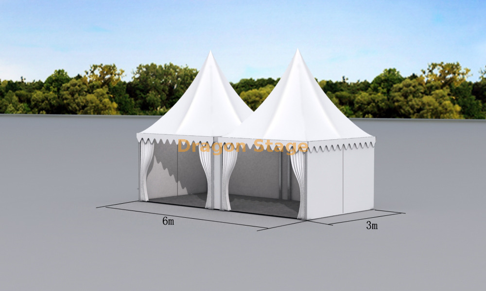 3×6m铝合金塔顶帐篷|带 PVC 屋顶的模块化活动帐篷（2 × 3×3m 组合）