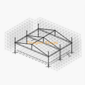 36m 环锁桁架墙，带 21x20m 铝制屋顶舞台、2 个前 LED 翼和 2 个铝制楼梯
