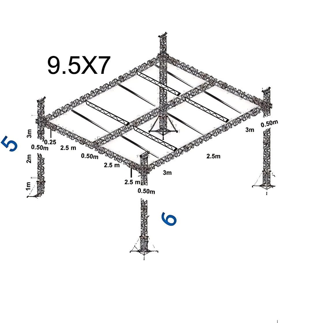 简单的快速平坦屋顶桁架9.5x7m