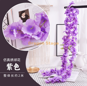 模拟的紫藤花朵天花板，假紫藤条，室内婚礼装饰，塑料花弦，皇帝一朵紫藤花[超浓密]紫色（6片）