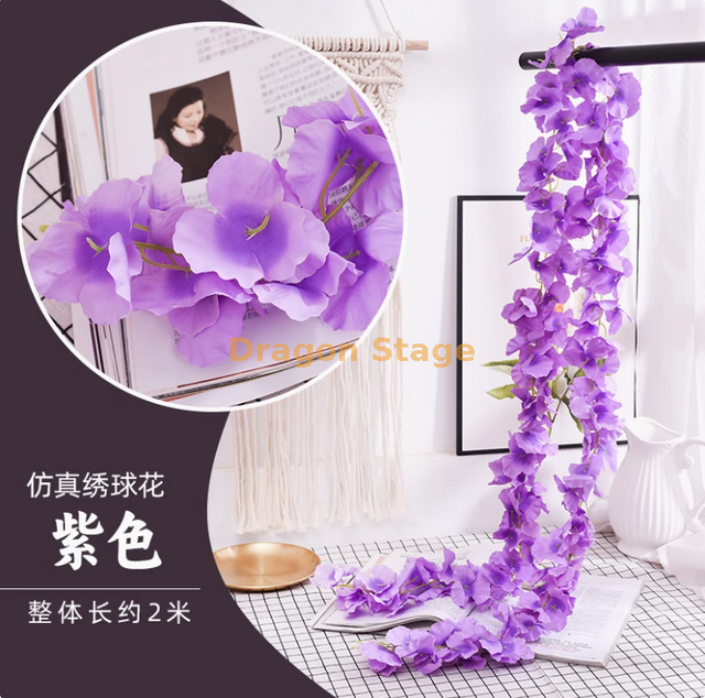 模拟的紫藤花朵天花板，假紫藤条，室内婚礼装饰，塑料花弦，皇帝一朵紫藤花[超浓密]紫色（6片）