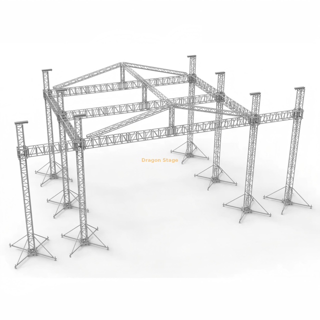 舞台 LED 视频墙和线阵列音乐会屋顶舞台 18x16x14 米