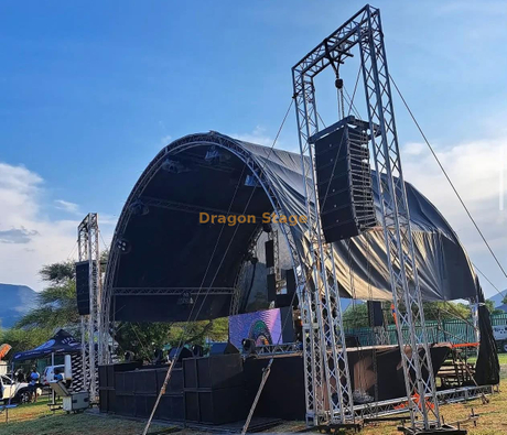 12x6x6m 铝制隧道屋顶桁架系统，带可调节舞台和后楼梯