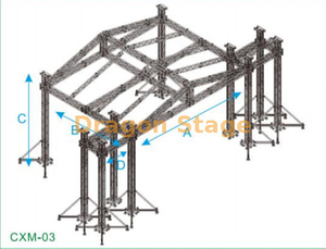 20x12x8 大型音乐会舞台桁架，带 PA 桁架塔 2m