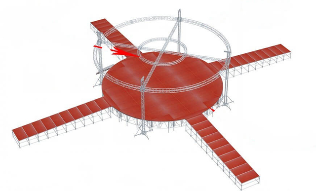 桁架木制红色圆形舞台
