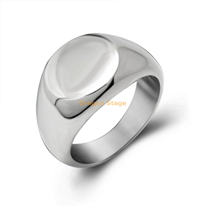 批发廉价男士设计自己的钢制空白戒指定制底座不锈钢空白男士图章戒指