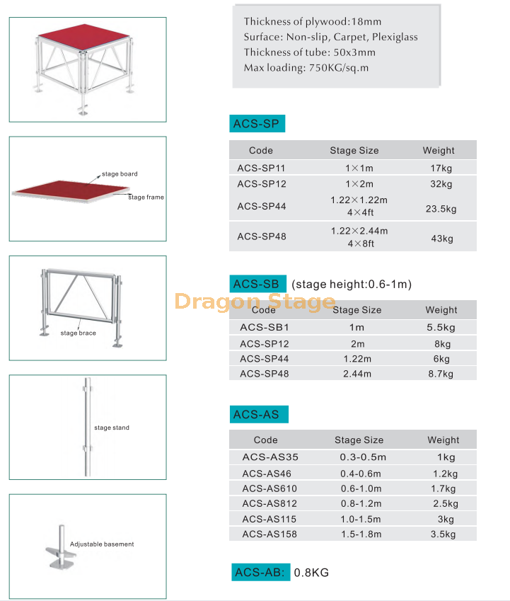 1.22X1.22M铝制阶段平台移动铝制舞台活动阶段13.42x1342m