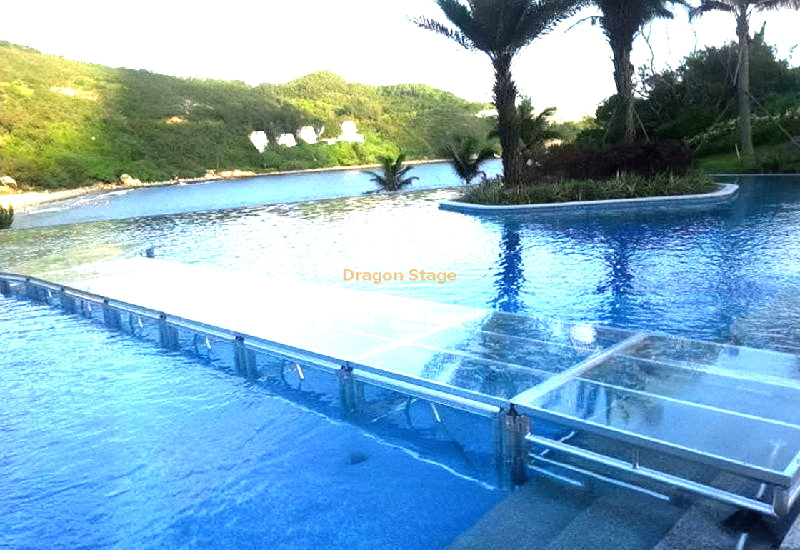 度假村酒店户外音乐会/舞池亚克力透明舞台平台 19.52x19.52m 1.2-2m