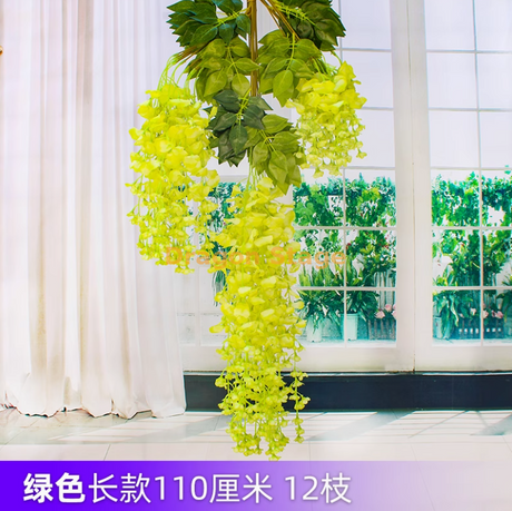 模拟的紫藤豆腐布丁弦紫罗兰虚假天花板花藤长绿色（12杆）
