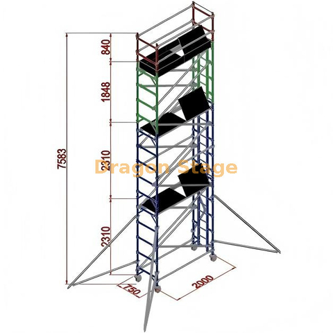 0.75x2x7.53M 铝制定制支架单脚手架塔