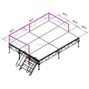 4x8ft户外铝制便携式音乐会舞台平台16x12ft（4.88x3.66 m） 