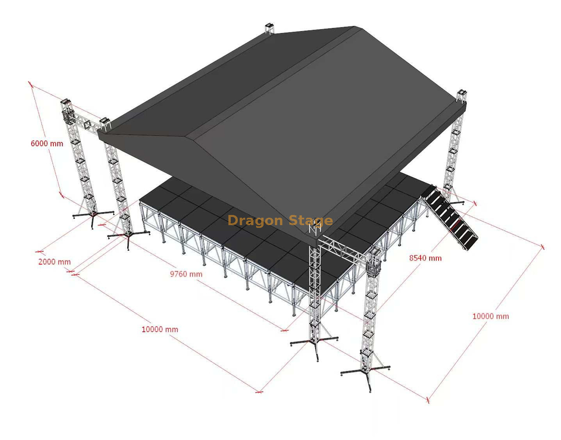 户外音乐会舞台屋顶桁架10x10x6m