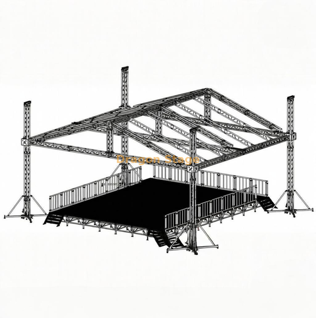 俯仰的屋顶塔桁架结构铝制螺栓桁架拱门MPT屋顶桁架12x12x7m。