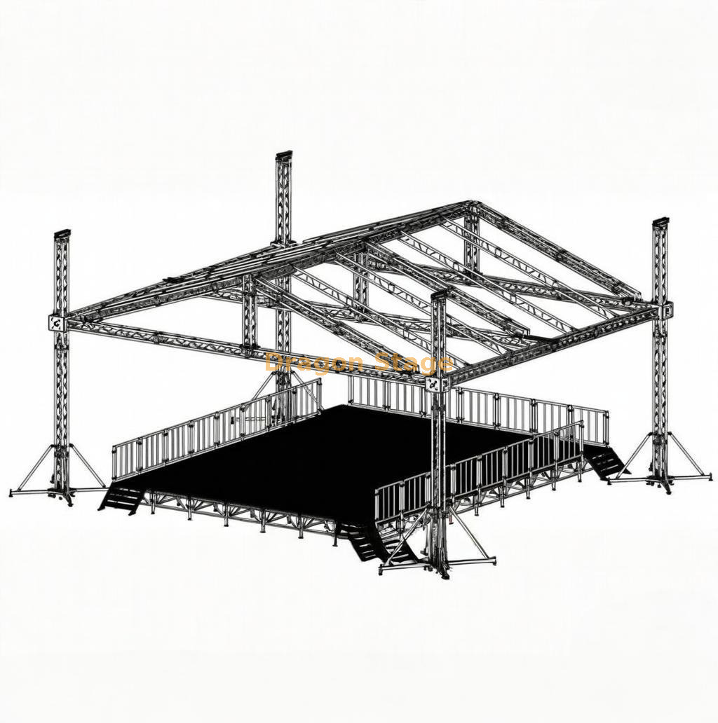 俯仰的屋顶塔桁架结构铝制螺栓桁架拱门MPT屋顶桁架12x12x7m。