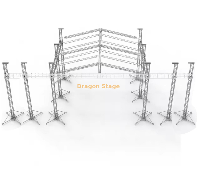 12x12x9m 户外屋顶舞台，带 LED 屏幕 5m 和线阵列桁架 1.5m