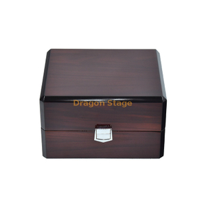 豪华棕色光面中密度纤维板光面木表盒配PU皮枕
