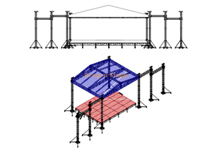 活动派对的铝制屋顶螺栓桁架系统13x13x7m（43x43x23ft），具有模块化阶段的122.2x12.22m高度1.6-2M（40x40ft）