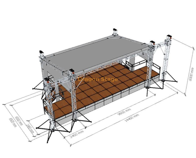 室外舞台平坦屋顶结构系统10x7x6m