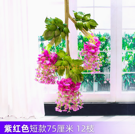 模拟的紫藤豆腐布丁弦紫罗兰虚假天花板花藤短紫色（12杆）