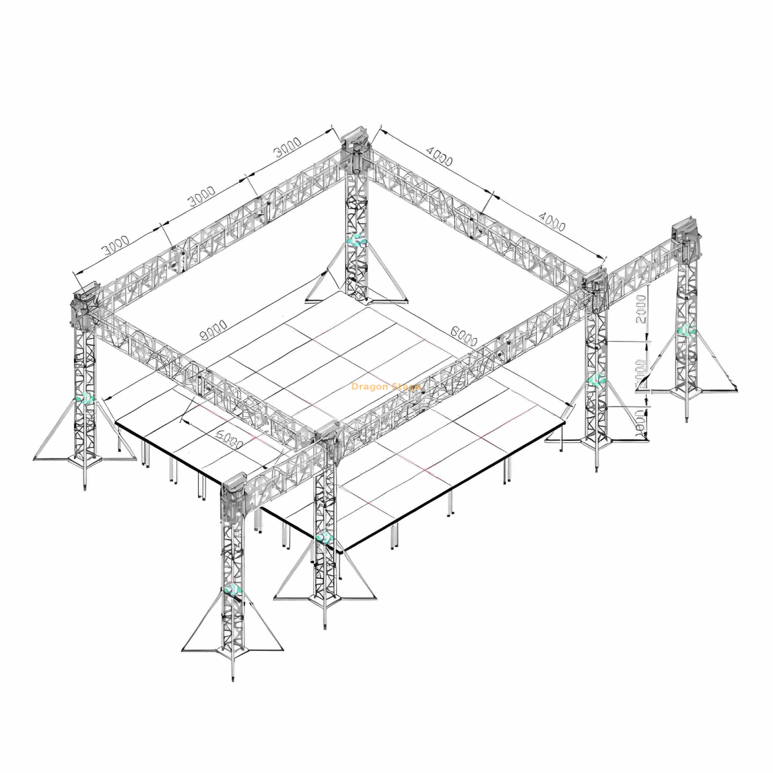 铝制室外舞台灯事件桁架9x8x5m