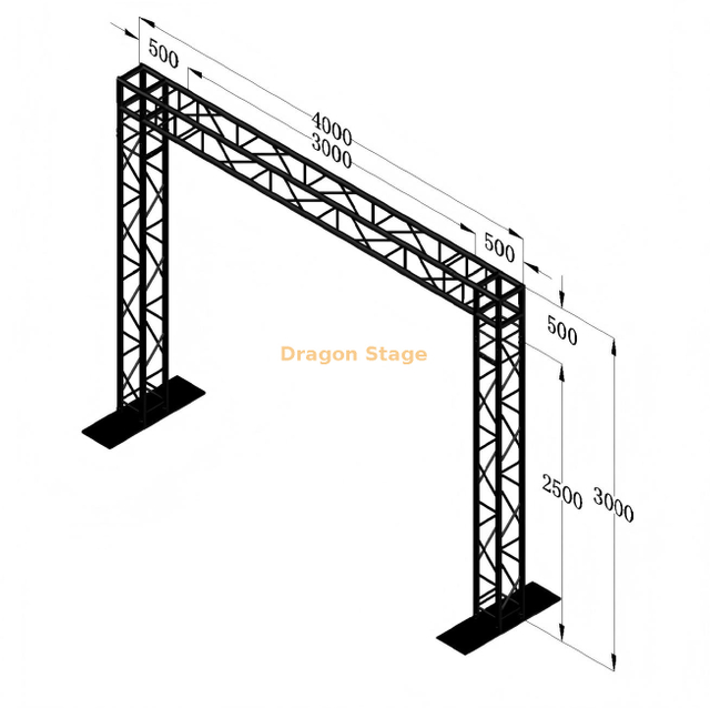 用于 LED 屏幕和舞台照明的 4x3m 铝合金移动球门柱桁架系统