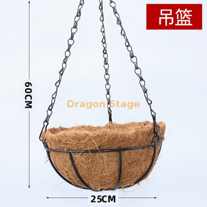 模拟的紫罗兰色墙壁悬挂兰花大刺绣人造塑料花丝绸花深棕色椰子棕色悬挂篮+粘合钩