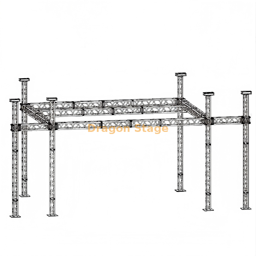 舞台桁架 8x6x7m，带 2 个扬声器翼