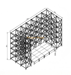 14x6x8m 环锁桁架墙，带 8x4m 铝制快速舞台和 2 个楼梯