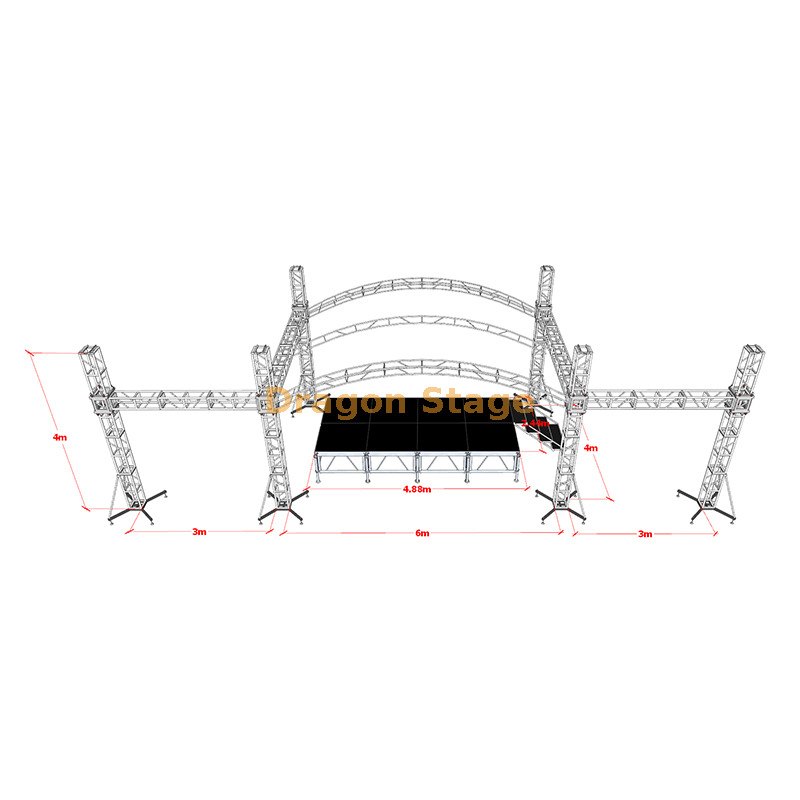 6x4x4m自定义曲线屋顶式桁架带有LED显示翼3M 