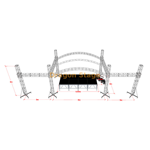 6x4x4m自定义曲线屋顶式桁架带有LED显示翼3M 