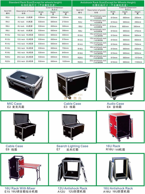 重型12U机架案例 - 放大器19 \“机架飞行盒用轮子