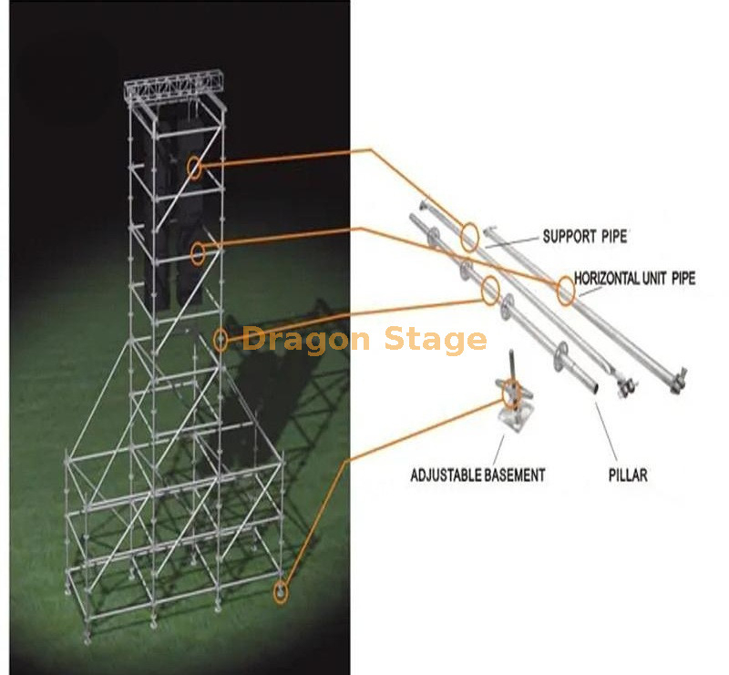1600钢脚手架Layher Truss Tower用于音乐会线阵列系统户外