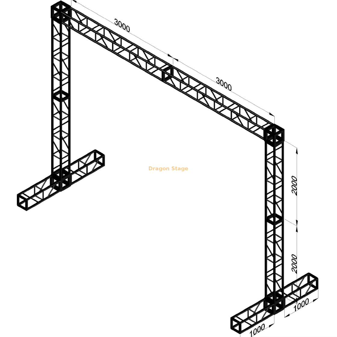 6x4m 铝合金 LED 屏幕支架 – 专业球门柱桁架系统，带 2m 稳定底座