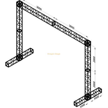 6x4m 铝合金 LED 屏幕支架 – 专业球门柱桁架系统，带 2m 稳定底座